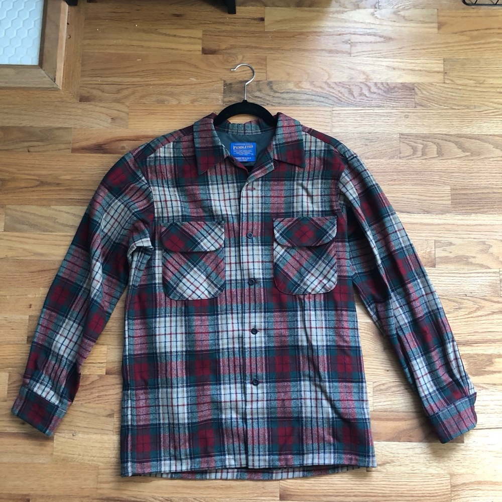Pendleton Long Sleeve - wool- green, red, brown